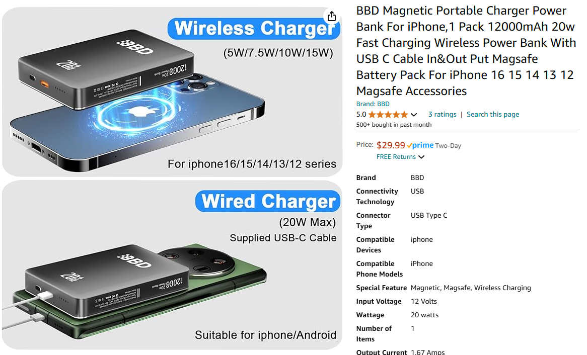 Magnetic 12000mAh 20W Fast Portable Charger for iPhone-image