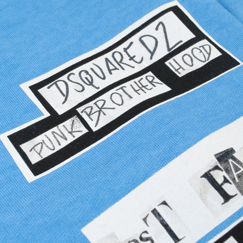 NWT Men's Dsquared2 Punk Brothers Graphic Print Sweatshirt Light Blue Size Large - Picture 4 of 6