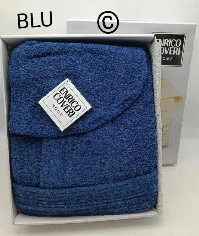 Accappatoio Enrico Coveri Unisex Uomo Donna Tinta Unita Con Cappuccio In Spugna