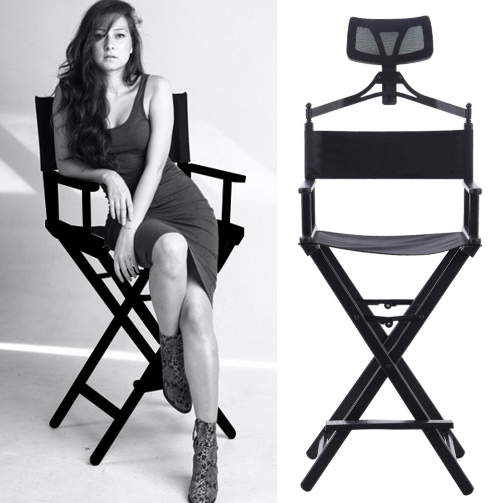 Folding Makeup Chair Director Chair W/ Headrest Vanity Stool Oxford