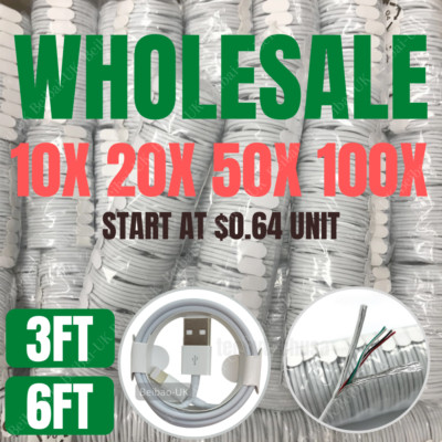 Wholesale Bulk USB Fast Charger Cable 3Ft 6Ft For iPhone 11 Pro XR 8 7 Plus Lot