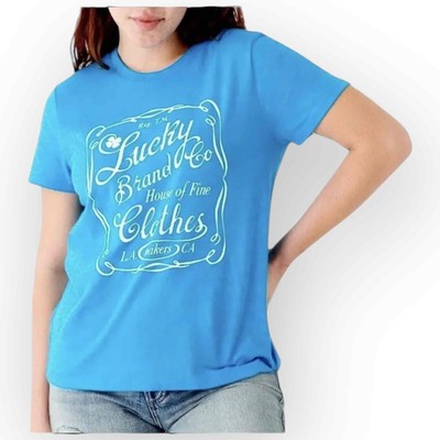 Lucky Brand Women s Co House Of Fine Clothes T-Shirt, Blue, Small - NWT 300S