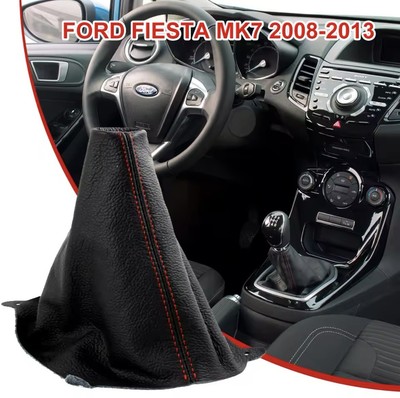 Red Double-Stitch Leather Gear Stick Gaiter For Ford Fiesta MK7 (2008-2013) – Custom Interior Upgrade