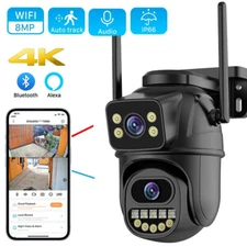 8MP Dual Les HD WiFi IP Camera Wireless Outdoor CCTV PTZ Home Security IR Cam 