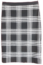 NEW TALBOTS Womens 16 Wool Straight Pencil Skirt Plaid Shimmer Black White 6