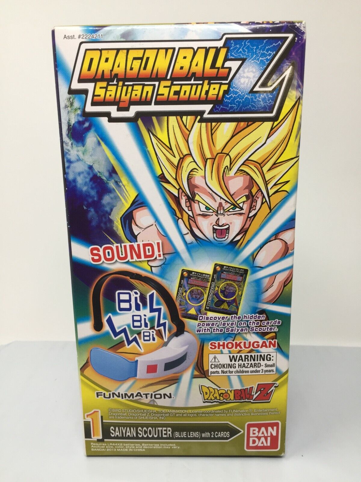 Dragon Ball Z Super Saiyan Scouter Blue Lens + 2 Cards Game Cosplay BanDai