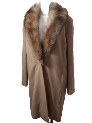 MARINA RINALDI 100% CAMMELLO Coat size 21(12) MADE ITALY RN73136 COLLAR IN PEKAN