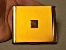 RARE VINTAGE METALFIELD POWDER COMPACT MIRROR w/SLIDE OUT CIGARETTE CASE 1940's 