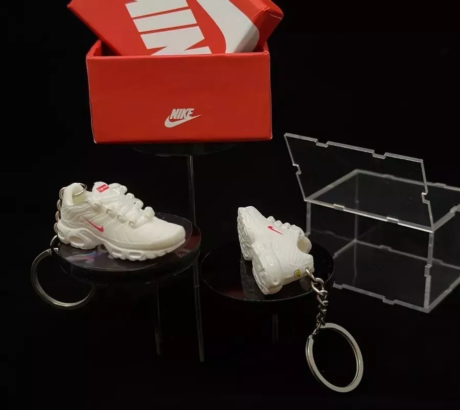 Mini Sneakers Air MAX PLUS TN supreme white red MINI TN keychain pair with boxes