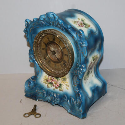 Antique Ansonia Porcelain Blue Mantle Clock – Torn | eBay