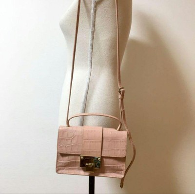 Jimmy Choo Embossed 2-Way Bag Salmon Pink Adjustable Strap Handbag 