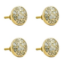 Brass & Mother of Inlay Cabinet Knobs - Set of 4