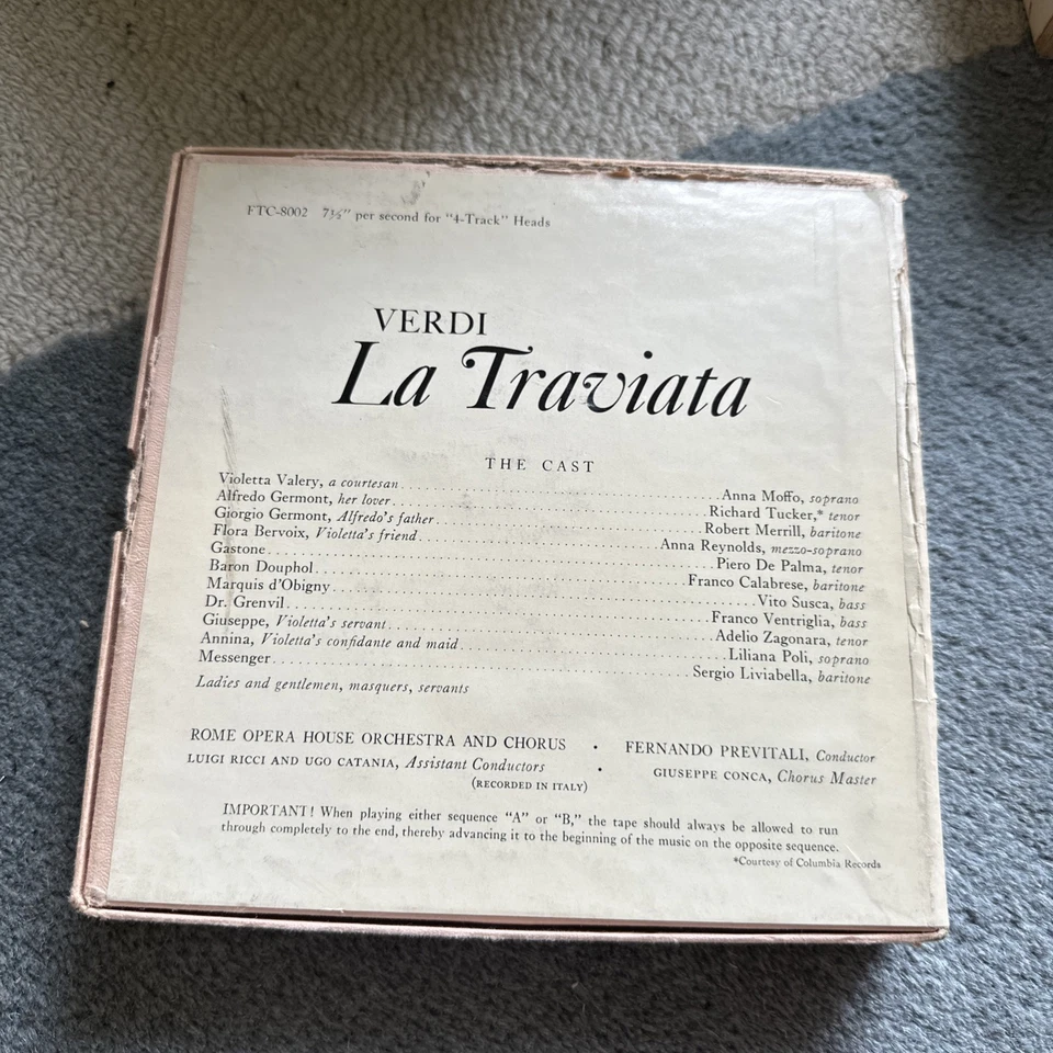 2 Verdi La Traviata RCA Victor  Reel To Reel Tape  Stereo FTC-8002 F. Previtali Foto 2 de 4