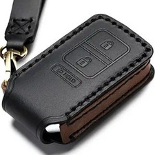Leather Car Key Fob Cover Compatible with Keyless Remote Contro Color: A-black
