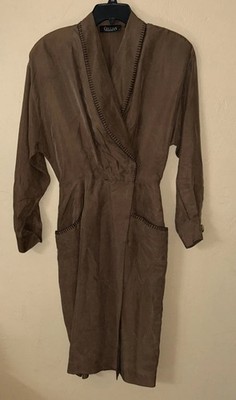 st gillian silk dress Vintage St Gillian Silk Black Dress With Flutter Skirt