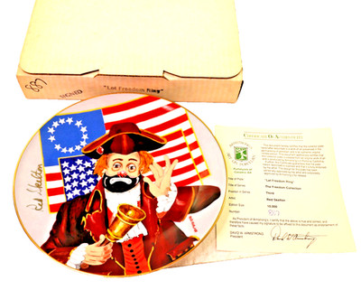 Red Skelton Let Freedom Ring Hand Signed Porcelain Plate COA & BOX 887/10000