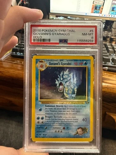 Pokemon Giovanni's Gyarados Gym Challenge Unlimited Holo Rare #5 PSA 8