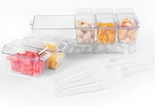 Condiment Caddy with 5 Removable Containers (2.5Cup) Each, 2 Tongs, 5 Spoons