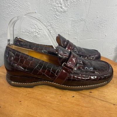 Helle Comfort Flats Womens 9.5 Loafer Slip On Brown Croc Classic Minimalist