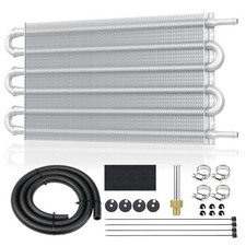 Universal 5/16" Transmission Oil Cooler Kit, Aluminium alloy Tube 6 Pass Silver