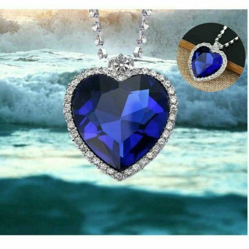 Pendentif Collier "Cœur De L'Océan" Bleu Saphir - Inspiration Titanic, Neuf Avec étiquettes
