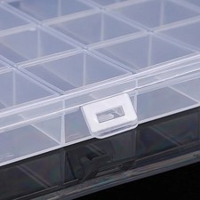 Plastic Storage Box, 28-Grid Clear Organizer for Jewelry and Beads