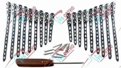 Low bend Medial Distäl Tibiä 4,5,7, 9&11 Hole Locking Plate & LCP Screw-112Pc SS