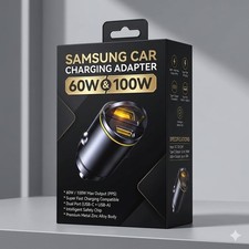 Image of SAMSUNG SUPER FAST DUAL CAR Cigarette CHARGER 100W + 60W DUAL PORTS USB-C USB-A