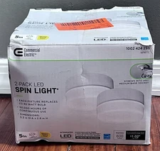 Commercial Electric Spin Light 5 in White LED Flush Mount Ceiling Light (2-Pack)