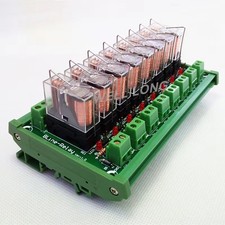 8 Channels DIN Rail Mount 16A Power Relay Interface Module DC 12V PNP/ NPN