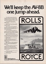 Rolls-Royce Vintage Magazine Ad AV-8B Harrier Jet Military Aviation 1970s