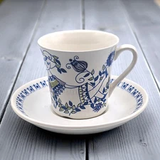 Vtg Figgjo Flint Lotte Pattern Tea Cup and Saucer Norway Designed by Turi