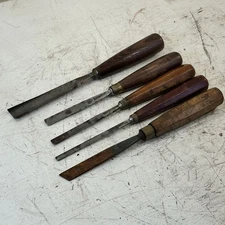 LOT OF 5 Vintage ASSORTED BUCK BROTHERS CARVING Gouging CHISELS As Found