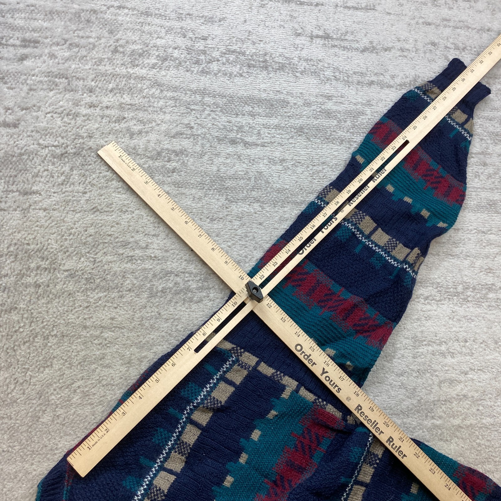 VTG Pendleton Aztec Wool Sweater Medium Blue Gree… - image 10