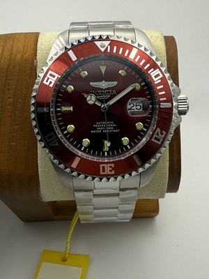 Invicta Pro Diver 35722 Maroon Sunray Dial 47mm Automatic NH35A Watch - Refurb