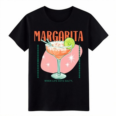 Margarita ''When Life Gets Salty'' Graphic T-Shirt-Funny Cocktail Lover Casual Tee