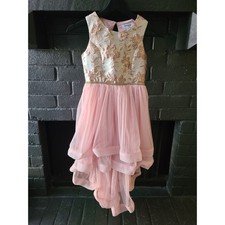 Speechless kids jacquard bodice formal hi low pink dress Sz 8