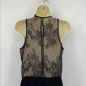 Tibi Arden jumpsuit black lace keyhole pleated pockets crepe nude women 2