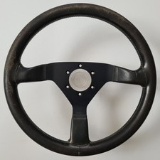 Classic Momo Monte Carlo 350mm 3-spoke Black Leather Steering Wheel 03 - 1983
