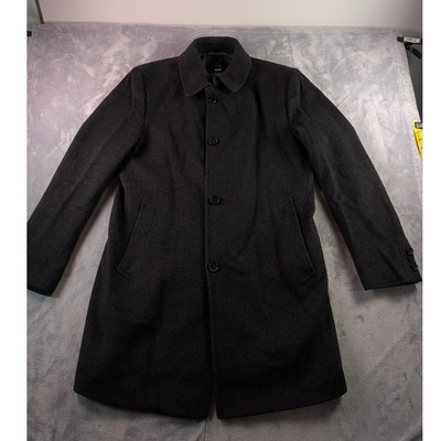Hugo Boss The Task5 Mens 42R Charcoal Grey Cashmere Wool Overcoat Made in Poland