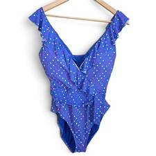 Lilly Pulitzer Delphie Swimsuit Womens 12 Borealis Blue One Piece Squared