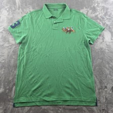 Polo Ralph Lauren Polo Shirt Mens Large Green Custom Slim Fit 3 Player