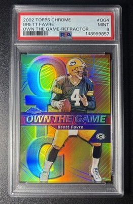 2002 TOPPS CHROME OWN THE GAME REFRACTOR BRETT FAVRE 4/100 JERSEY NUMBER PSA 9