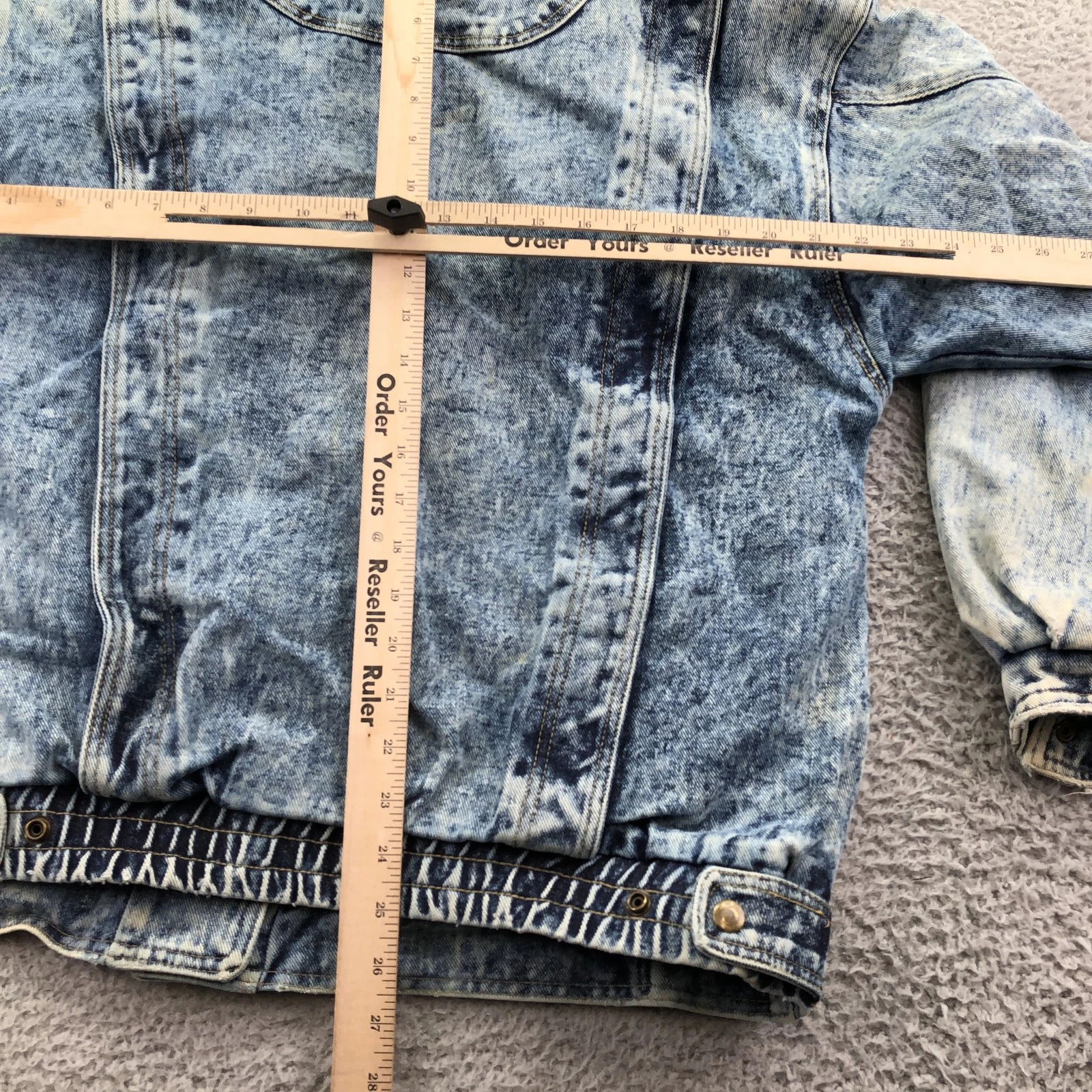 Vintage Current Seen Jacket Mens Medium Blue Denim Acid Wash Military Lined - product detail image 10