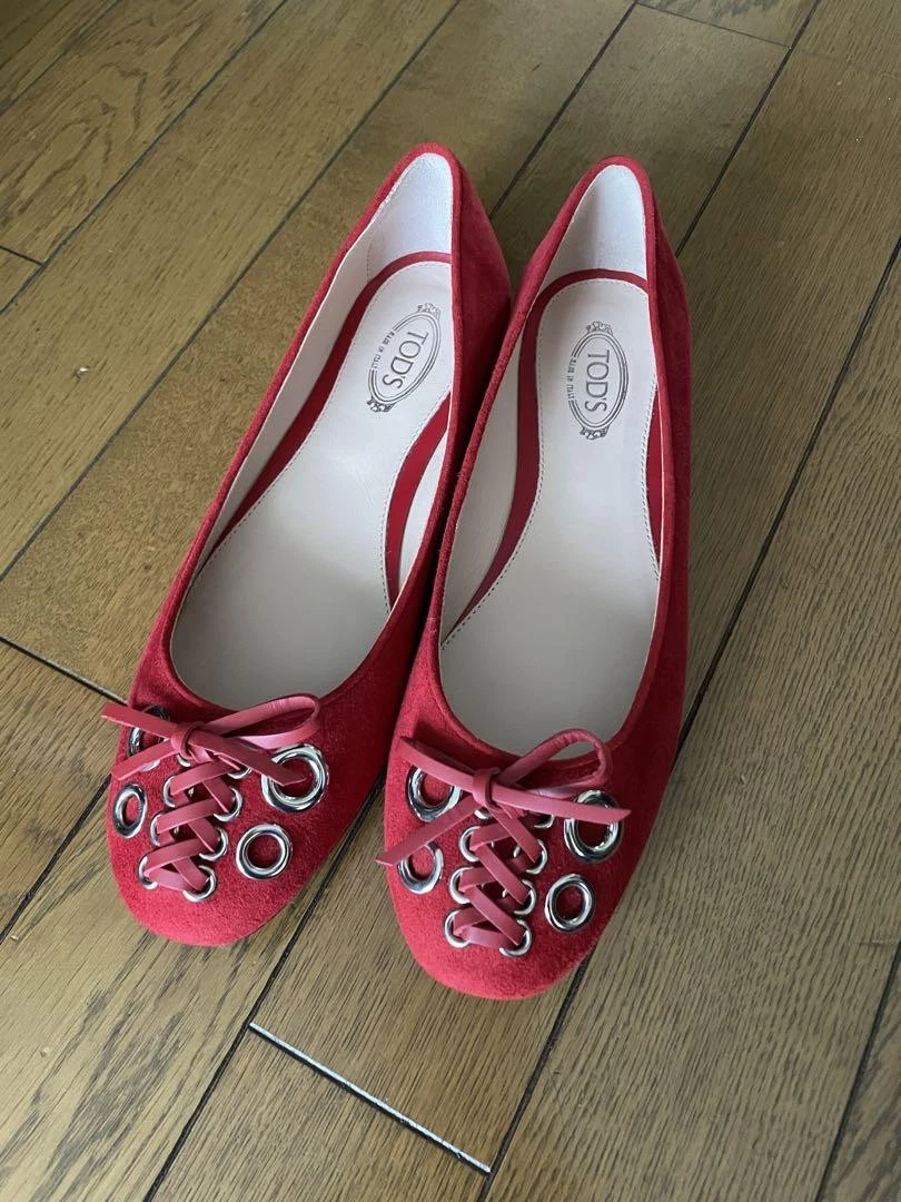 TOD’S Scarpe basse stringate Tod's donna 7.0US Tod S rosse borchie edizione limitata rare moda