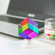 Decorative Acrylic Prism Cube Creates Rainbow Effects Ideal for Office Use
