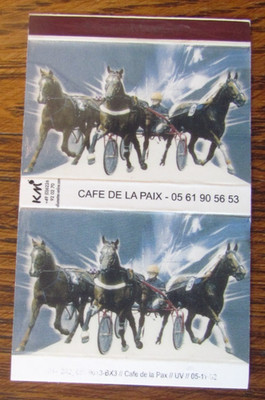 HORSE RACING RELATED MATCHBOX COVER: CAFE DE LA PAIX PARIS, FRANCE MATCHCOVER -M