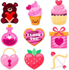 45PCS Valentine  s Day Paper Cutouts Bear Heart Bulletin Board Classroom Decor