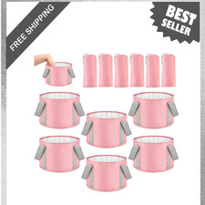 14L Foldable Foot Basin Tub Set, Pink, Portable Travel Camping Spa, 6 Pieces