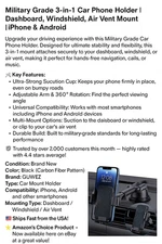 3-in-1 Car Phone Mount – Dashboard, Windshield & Air Vent Holder , Phone Mount, 